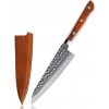 Kuchyňský nůž UG Grill Pouzdro na nůž Petty hammer 13,9 25 cm Damašková ocel dřevo palisandr