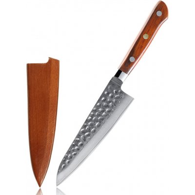 UG Grill Pouzdro na nůž Petty hammer 13,9 25 cm Damašková ocel dřevo palisandr