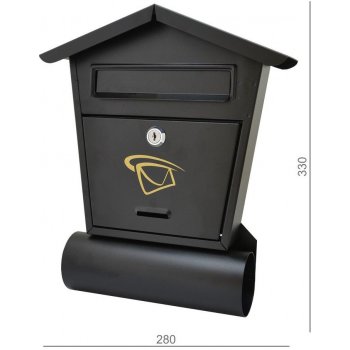 Poštovní schránka 280x310x50 mm černá matná
