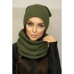 Fashionweek Dámská Souprava teplý pohodlný dámský set dámská čepice a šála cashmere touch S2468 KHAKI II tmavší versal – Sleviste.cz