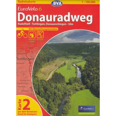 cyklomapa Donauradweg Radolfzell-Ulm 1:100 t. Eurovelo 6