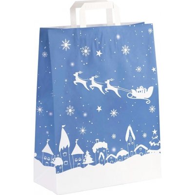 Obaly KREDO papírová taška vánoční 220x105x280 mm / potisk sáně – Zboží Mobilmania