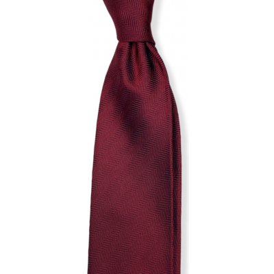 Hedvábná kravata se vzorem rybí kosti Premium červená – Zboží Mobilmania