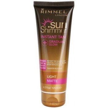 Rimmel Sun Shimmer Instant Tan + Gradual Glow Smývatelný samoopalovací gel s trvalým opalujícím účinkem 125 ml Light Matte