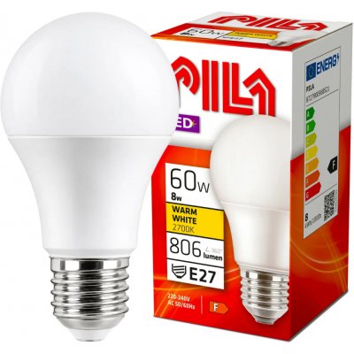 PILA LED žárovka E27 A60 FR 8,5W 60W teplá bílá 2700K – Hledejceny.cz