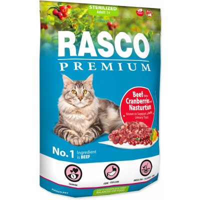 Rasco Premium Cat Sterilized Beef Cranberries Nasturtium 400 g – Zbozi.Blesk.cz