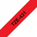 Brother TZE-431, černý tisk červený podklad 8 m x 12 mm – Zboží Dáma