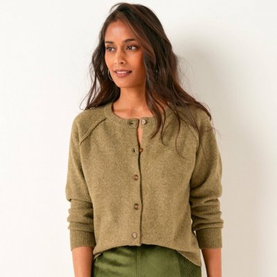 Propínací svetr s příměsí vlny khaki – Hledejceny.cz