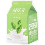A'Pieu Green Tea Milk One-Pack zklidňující jednorázová bavlněná maska s extrakty mléka zeleného čaje a vilínu 21 g – Zboží Dáma