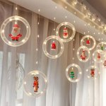 HJ Vánoční světelný závěsný řetěz s 10 kruhy a gumovými figurkami LED barva: Studená bílá Cold white – Zboží Mobilmania