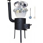 Kessel kotlík na guláš nerez 22 l INOX 0,8 mm speciální žáruvzdorná kotlina vysoká Plus 600 °C 42 cm poklice nerez 47 cm INOX naběračka 350 ml a vařečka 50 cm SUPER PARTY – Zboží Dáma