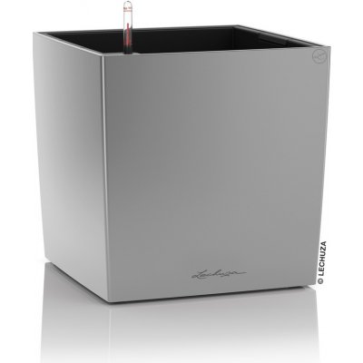 Samozavlažovací květináč Lechuza Cube Premium 30 stříbrná 29,5 x 29,5 x 30 cm