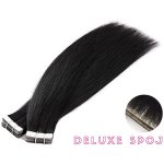 Deluxe neviditelné vlasové PU pásky Tape in na prodlužování vlasů 50cm 01 černá jako uhel – Zboží Mobilmania