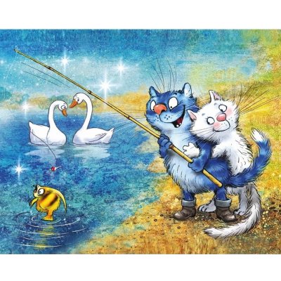 TSvetnoy Diamantové malování Kočky Na rybách 40 x 50 cm LG278e