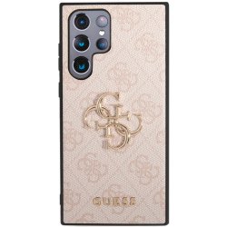 Pouzdro Guess PU 4G Metal Logo Samsung Galaxy S23 Ultra růžové