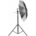 Phototools Držák externího blesku a deštníku + stativ 2,8m + stříbrný deštník – Zboží Živě