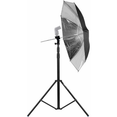 Phototools Držák externího blesku a deštníku + stativ 2,8m + stříbrný deštník – Zboží Živě