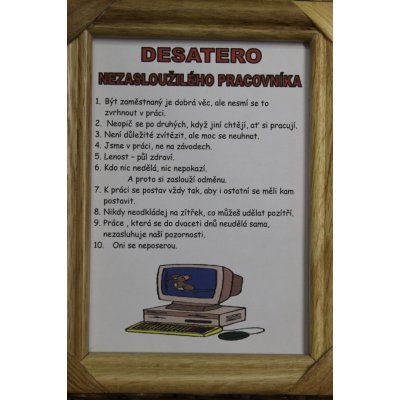 Rámeček Desatero pracovníka – Zboží Dáma