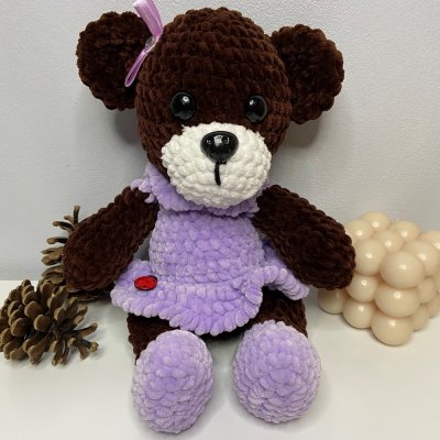 Háčkovaný medvídek Beky fialové šaty – Zboží Mobilmania