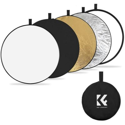 K&F Concept K&F 110cm round reflector Light diffuser 5 in 1 foldable multi-disc with tote bag - translucent, sil – Zboží Živě