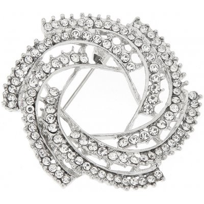 Biju brož asymetrický kruh s broušenými kamínky čirá 9001693 – Zboží Dáma