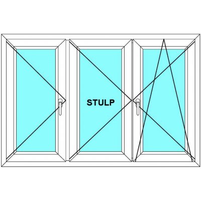 Aluplast Ideal Plastové okno 200x130 Trojdílné se středovým sloupkem 4000 Bílá - Dekor – Zboží Mobilmania