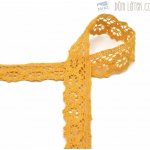 Krajka paličkovaná okrová, šíře 30 mm – Zboží Mobilmania