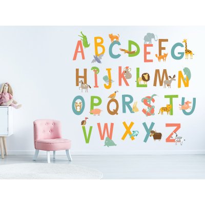 Nalepte.cz Barevná abeceda samolepky na zeď 70 x 63 cm – Zboží Dáma