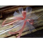 Mašle na kliky nebo zrcátka - bílý tyl / starorůžová – Sleviste.cz