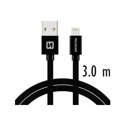 Swissten kabel Textile USB/LIGH 3,0m, černá – Zboží Mobilmania