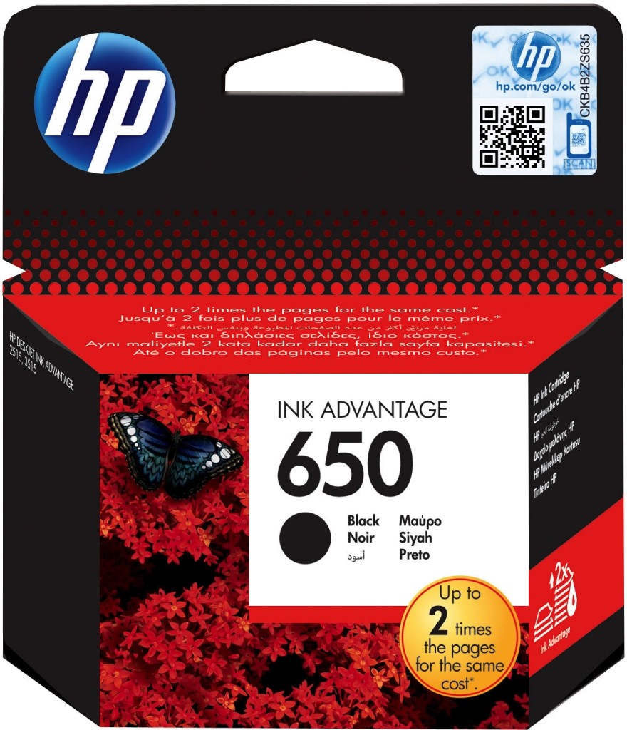 HP 650 originální inkoustová kazeta černá CZ101AE