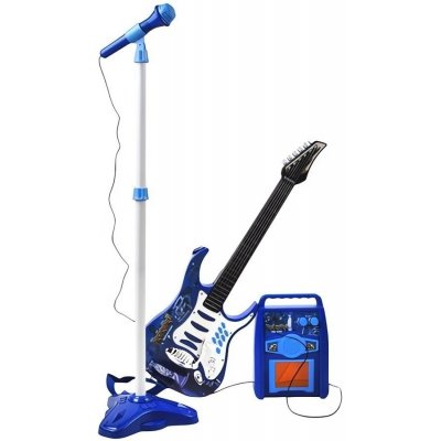 Kruzzel 22409 Dětská rocková elektrická kytara a zesilovač a mikrofon modrá – Zboží Mobilmania