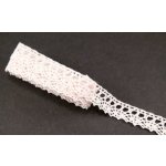 Bavlněná paličkovaná krajka - pudrově růžová - šířka 1,8 cm – Sleviste.cz