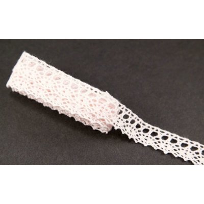 Bavlněná paličkovaná krajka - pudrově růžová - šířka 1,8 cm – Sleviste.cz