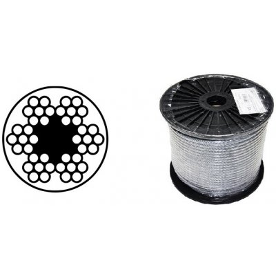 Lano ocelové 6x7M-FC, PVC čiré, 3/4mm, Zn, cívka 200m – Sleviste.cz