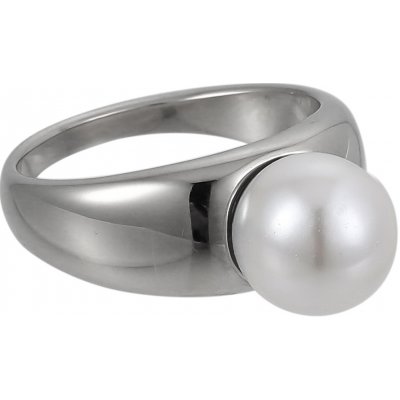 JVD Dámský ocelový prsten s bílou perlou SSSR0003XI9P1 – Zboží Mobilmania