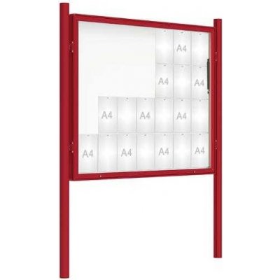 PROCITY Venkovní vitrína model 2000 28 x A4, červená, včetně sloupků | Zboží Auto