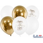 PartyDeco BalónkyHappy Birthday To You BÍLO-ZLATÉ 30cm – Zboží Dáma