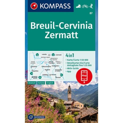 Kompass 87 Breuil, Cervinia, Zermatt 1:50 000 turistická mapa