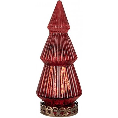Červený skleněný dekorační svítící stromek LED Tree Ø 7*16 cm Clayre & Eef – Hledejceny.cz
