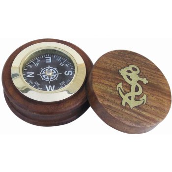 SEA Club Kompas průměr 7,5 cm v dřevěné krabičce 9000