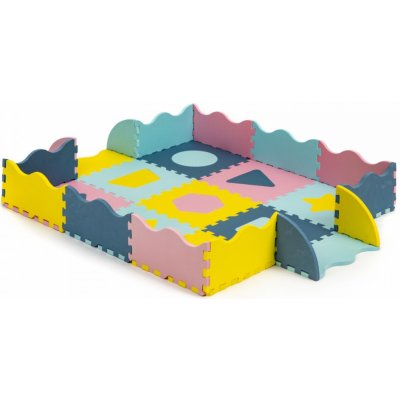 Ecotoys Pěnová puzzle podložka Shapes barevná 25 kusů