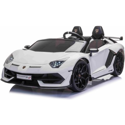 Beneo Elektrické autíčko Lamborghini Aventador 12V Dvoumístné 2,4 GHz dálkové ovládání USB / SD Vstup odpružení vertikální otvírací dveře měkké EVA kola 2X MOTOR ORIGINAL licence Bílá – Zboží Mobilmania