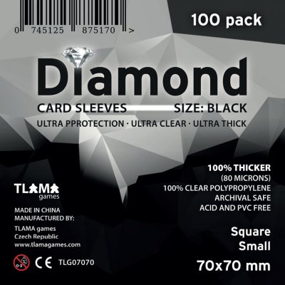 TLAMA games Obaly na karty Diamond Black: Square Small 70x70 mm – Sleviste.cz