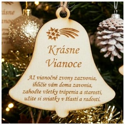 LYMFY Vánoční zvonek s textem na míru 8cm přírodní dřevo – Hledejceny.cz