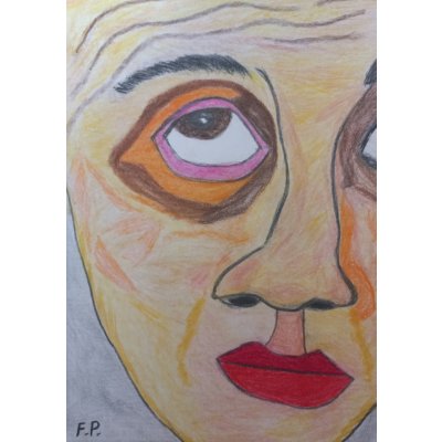 Petr Farták, Detail tváře - oko., Malba na papíře, pastelka, 21 x 29 cm – Zboží Mobilmania