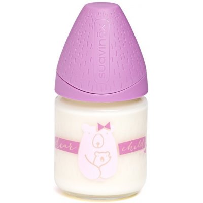 Suavinex Meaningful Life láhev skleněná anatomická savička fialová méďa 110ml – Zboží Mobilmania