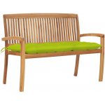 vidaXL Stohovatelná zahradní lavice s poduškou 128,5 cm masivní teak 3063290 – Zboží Dáma