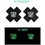 SuperLove Glow in the Dark Cross Nipple Covers Fuck Me! Black – Zboží Dáma