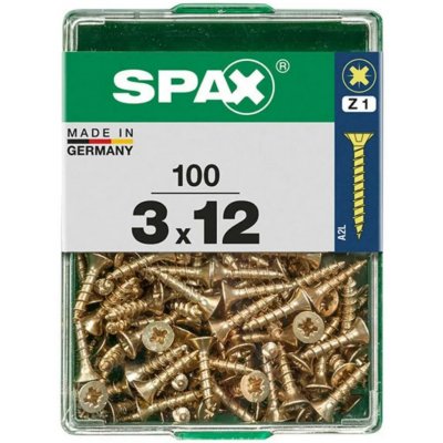 Spax Uni vrut zápust.hlava PZ/Z1, S-CUT plný závit, Yellox, 3 x 12 mm, 100 ks – Hledejceny.cz
